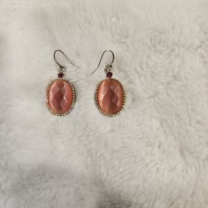 Elegant Pink and Silver Drop Earrings